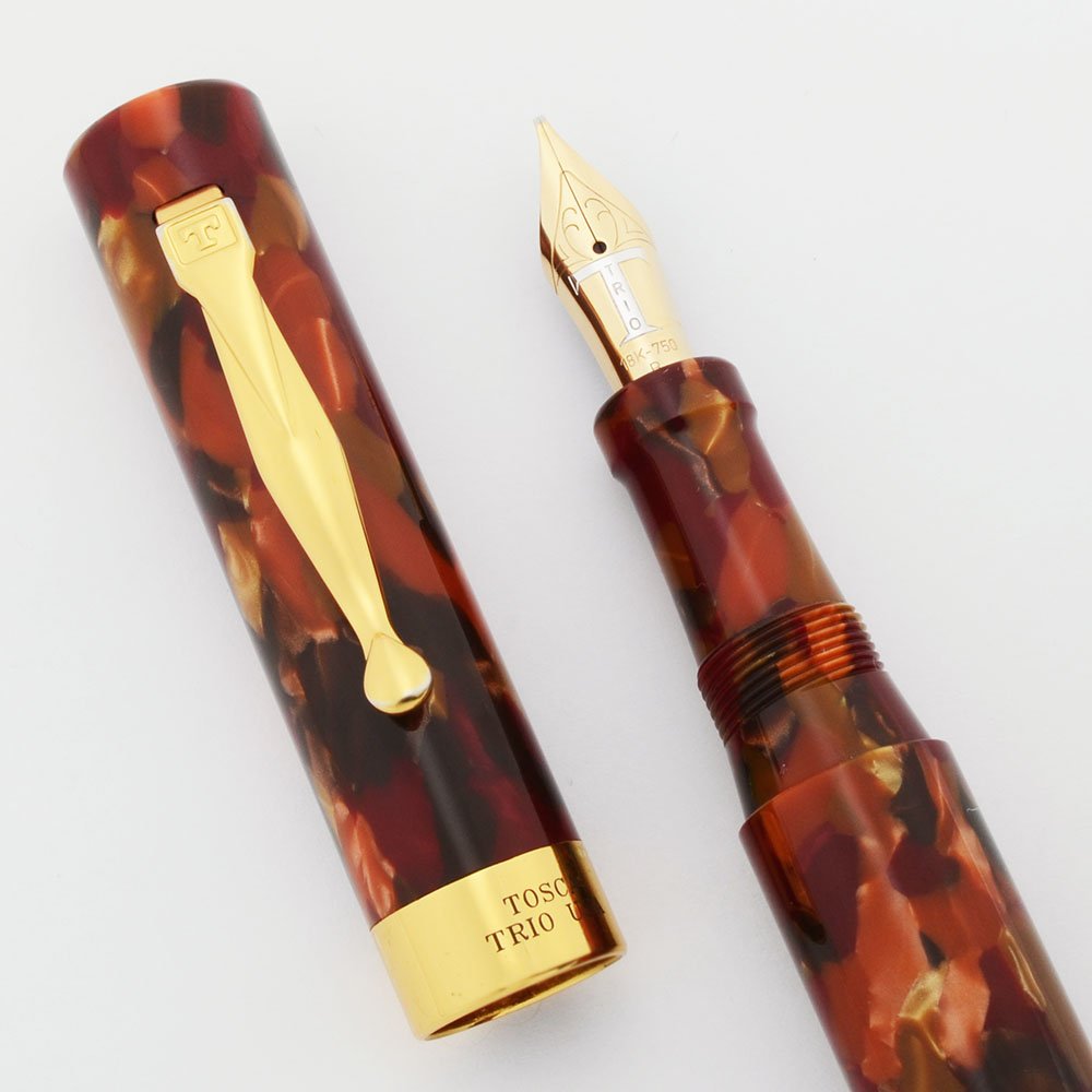 Danitrio Tosca Fountain Pen - Red/Rust Celluloid, 18k Broad